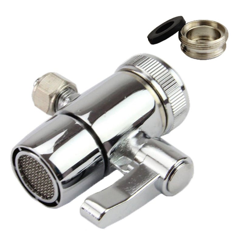 Weirun Kitchen Bathroom Sink Faucet Water Filter Diverter Valve for Push on 1/4 inch Tubing Replacement Part Adapter with M22 X M24 Connector, Polished Chrome - Image 1
